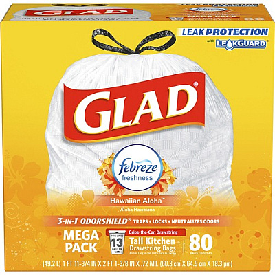Glad OdorShield Tall Kitchen Drawstring Trash Bags