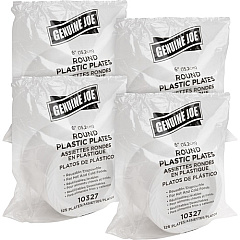Genuine Joe Reusable Plastic White Plates (GJO10327BD)