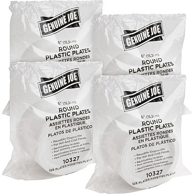 Genuine Joe Reusable Plastic White Plates (GJO10327BD)