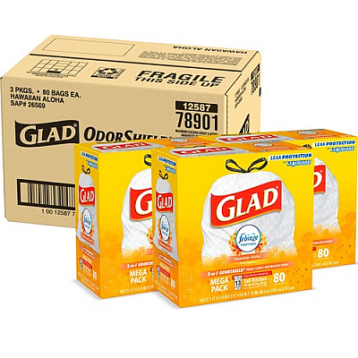 Glad OdorShield Tall Kitchen Drawstring Trash Bags