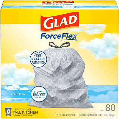 Glad ForceFlex Tall Kitchen Drawstring Trash Bags (78899BD)