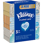 Kleenex Trusted Care Facial Tissue, 2-Ply, White, 144 Sheets/Box, 3 Boxes/Pack, 12 Packs/Carton (50219)