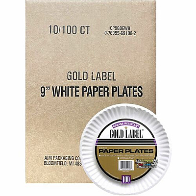 Gold Label 9" Dinnerware Paper Plates (CP9GOEWH)