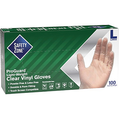 Safety Zone Powder Free Clear Vinyl Gloves (GVP9LGHHCT)