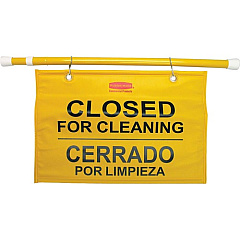 Rubbermaid Commercial Multilingual Closed for Cleaning Safety Signs (9S1600YLCT)