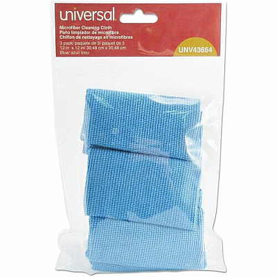 Universal Microfiber Cleaning Cloth, 12 x 12, Blue, 3/Pack (43664)