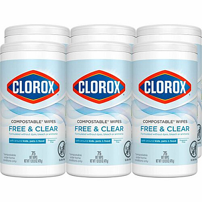 Clorox Free & Clear Compostable All Purpose Cleaning Wipes (32486CT)