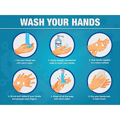 Lorell WASH YOUR HANDS 6 Steps Sign (LLR00255)