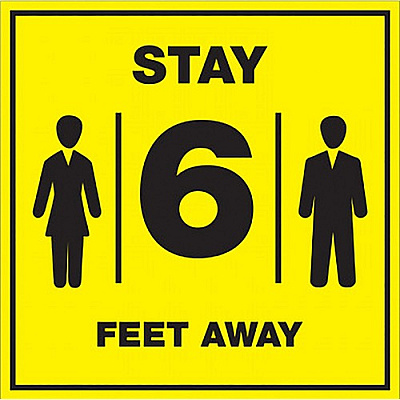Lorell Stay 6 Feet Away Bright Yellow Sign (LLR00257)