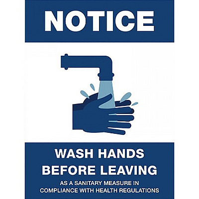 Lorell NOTICE Wash Hands Before Leaving Sign (LLR00256)