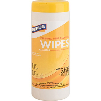 Genuine Joe Lemon Disinfecting Cleaning Wipes