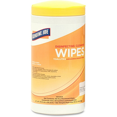 Genuine Joe Lemon Disinfecting Cleaning Wipes (GJO14142)