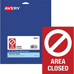 Avery Surface Safe AREA CLOSED Table/Chair Decals (83071)