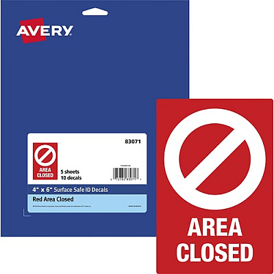 Avery Surface Safe AREA CLOSED Table/Chair Decals (83071)