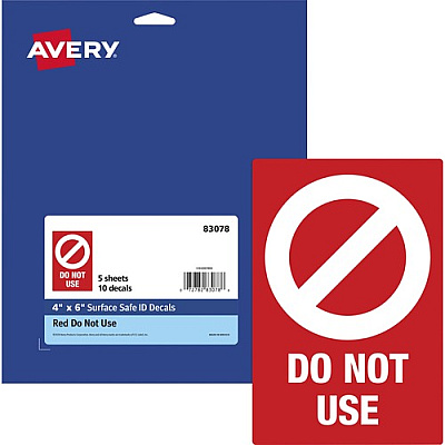 Avery Surface Safe DO NOT USE Table & Chair Decals (83078)