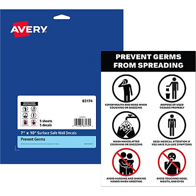 Avery Surface Safe PREVENT GERMS Wall Decals (83174)