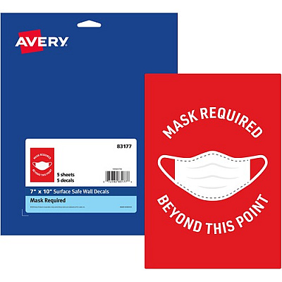 Avery Surface Safe MASK REQUIRED Wall Decals (83177)