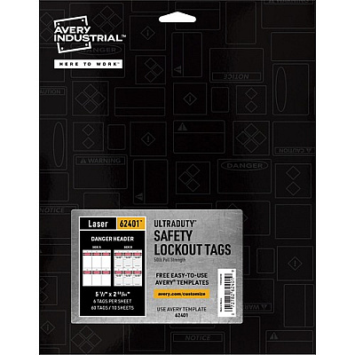 Avery UltraDuty LOTO Prerinted DANGER Hang Tags (62401)