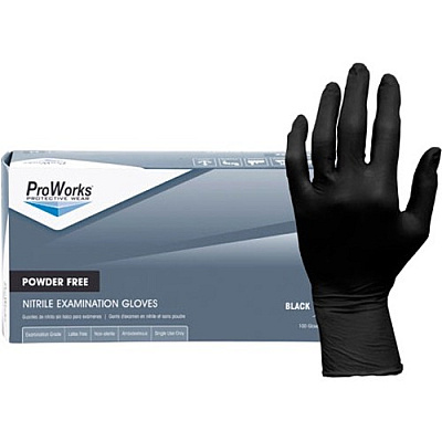 ProWorks Black Nitrile Exam Gloves, Powder Free 5 mil (GL-N145F) (GLN145FS)