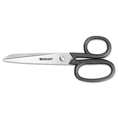 Westcott Kleencut Stainless Steel Shears, 6" Long, 2.75" Cut Length, Black Straight Handle (19016)