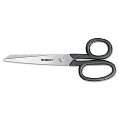 Westcott Kleencut Stainless Steel Shears, 7" Long, 3.31" Cut Length, Black Straight Handle (19017)