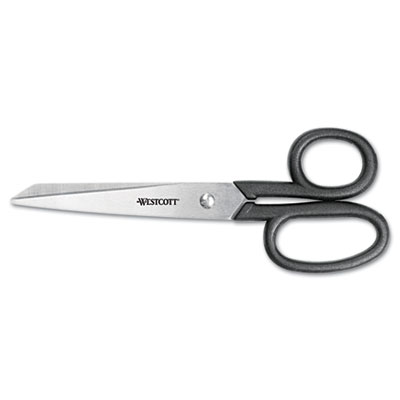 Westcott Kleencut Stainless Steel Shears, 7" Long, 3.31" Cut Length, Black Straight Handle (19017)