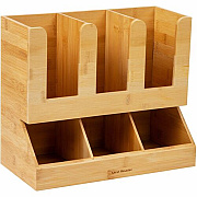 Mind Reader 6-Compartment Cup/Lid Bamboo Organizer (UPBMB)