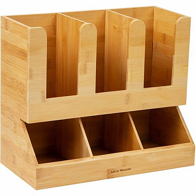 Mind Reader 6-Compartment Cup/Lid Bamboo Organizer (UPBMB)