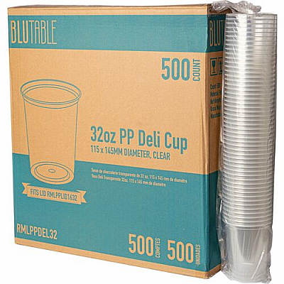 BluTable 32 oz Round Deli Tub Containers (PPDEL32)