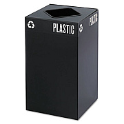 Safco Public Square Recycling Receptacles, Plastic Recycling, 25 gal, Steel, Black (2981BL)