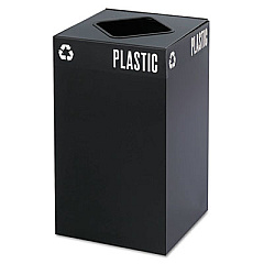 Safco Public Square Recycling Receptacles, Plastic Recycling, 25 gal, Steel, Black (2981BL)