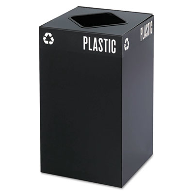 Safco Public Square Recycling Receptacles, Plastic Recycling, 25 gal, Steel, Black (2981BL)
