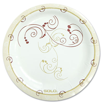Dart Symphony Paper Dinnerware, Mediumweight Plate, 6" dia, Tan, 125/Pack (MP6J8001PK)
