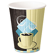Dart Duo Shield Insulated Paper Hot Cups, 12 oz, Tuscan Cafe, Chocolate/Blue/Beige, 600/Carton (IC12J7534CT)