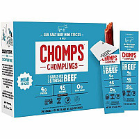 Chomps Chomplings Sea Salt Beef Jerky Sticks (LCSB24)