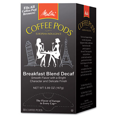 Melitta Coffee Pods, Breakfast Blend Decaf, 18 Pods/Box (75413)