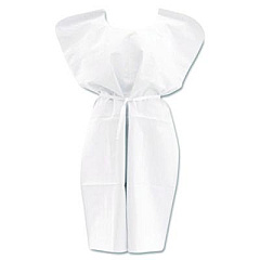 Medline Disposable Patient Gowns, 3-Ply Tissue Poly Tissue, 30" x 42", White, 50/Carton (NON24355)