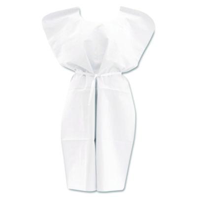 Medline Disposable Patient Gowns, 3-Ply Tissue Poly Tissue, 30" x 42", White, 50/Carton (NON24355)