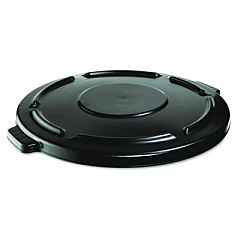 Rubbermaid Commercial BRUTE Self-Draining Flat Top Lids, 24.5" dia x 1.5h, Black (264560BLA)