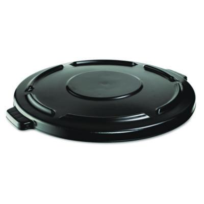 Rubbermaid Commercial BRUTE Self-Draining Flat Top Lids, 24.5" dia x 1.5h, Black (264560BLA)