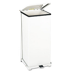 Rubbermaid Commercial Defenders Heavy-Duty Steel Step Can, 13 gal, Steel, White (ST24EPLWH)