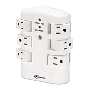 Innovera Wall Mount Surge Protector, 6 Outlets, 2160 Joules, White (IVR71651)