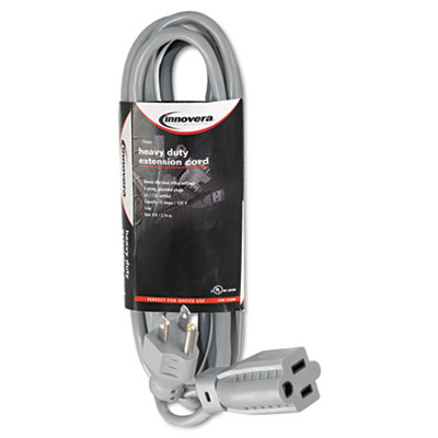 Innovera Indoor Heavy-Duty Extension Cord, 9 ft, 13 A, Gray (72209)