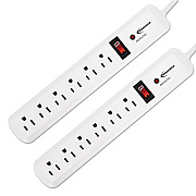 Innovera Surge Protector, 6 AC Outlets, 4 ft Cord, 540 J, White, 2/Pack (71653)