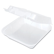 Genpak Snap-It Vented Foam Hinged Container, White, 8-1/4 X 8 X 3, 100/bag, 2 Bags/ct (SN240V)