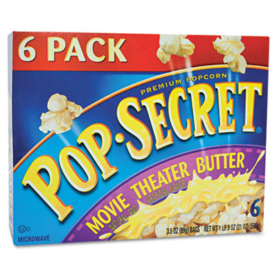 Pop Secret Microwave Popcorn, Movie Theater Butter, 3.2 oz Bags, 6/Box (57706)