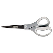 Fiskars Performance Non-Stick Titanium Softgrip Scissors, 8" Long, 3.1" Cut Length, Gray Offset Handle (1541301001)