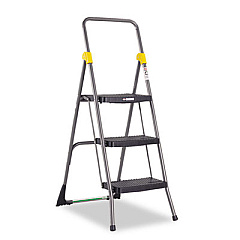 COSCO Commercial 3-Step Folding Stool, 300 lb Capacity, 20.5 x 32.63 x 52.13, Gray (11839GGO)