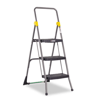 COSCO Commercial 3-Step Folding Stool, 300 lb Capacity, 20.5 x 32.63 x 52.13, Gray (11839GGO)