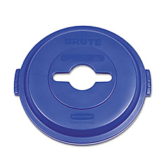 Rubbermaid Commercial Single Stream Recycling Top for BRUTE 32 gal Containers, Blue (1788380)
